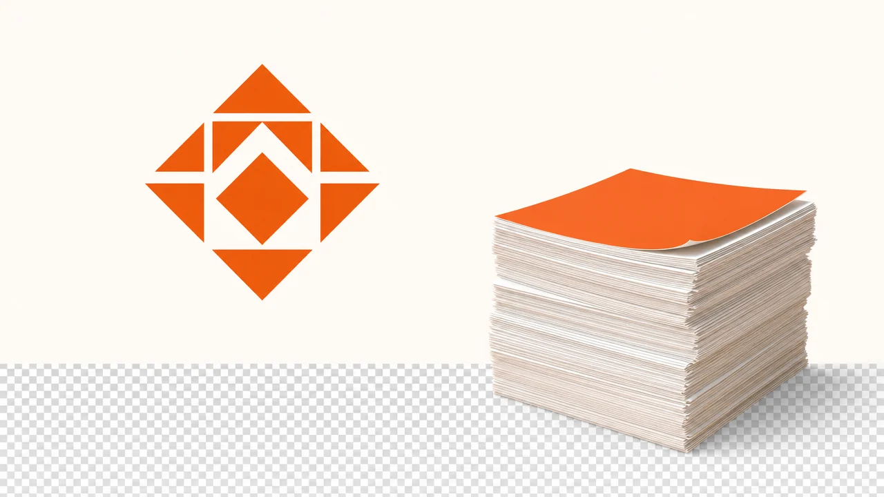 Artboard üzerinde geometrik amblem ve damalı zemin